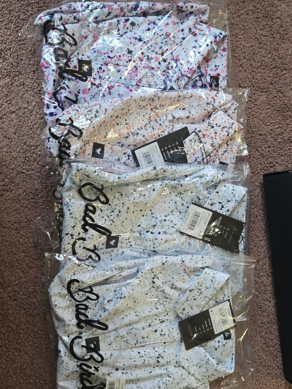 Bad Birdie Golf Paint Platter Polos (Set of 4) Size Medium